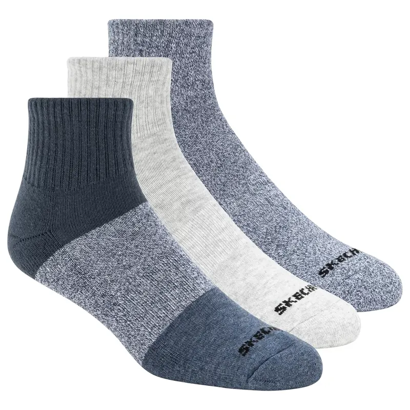 Skechers 3pk Mens Qtr Colorbloc Socks S118998-BLU, Męskie, Wielokolorowe, skarpetki, bawełna, rozmiar: 41-46