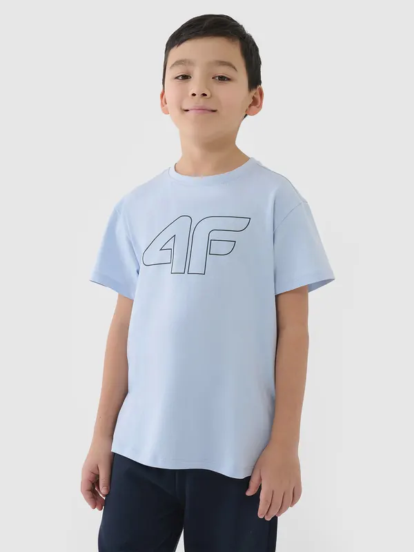 4F koszulka bawełniana t-shirt dla chłopca 4FJWSS25TTSHM2325 błękitna (152)