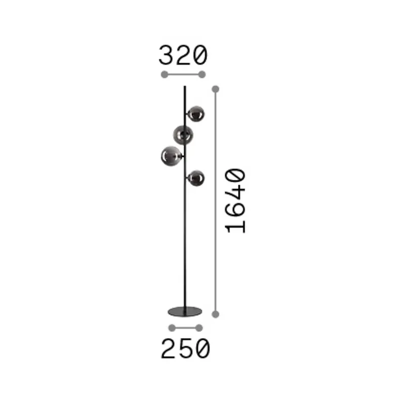 Lampa podłogowa IDEAL LUX Perlage, mosiądz/biały, wysokość 164 cm, 4-punktowa