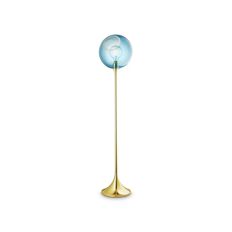 Lampa stojąca Ballroom, niebieska, szklana, ręcznie dmuchana, ściemniana