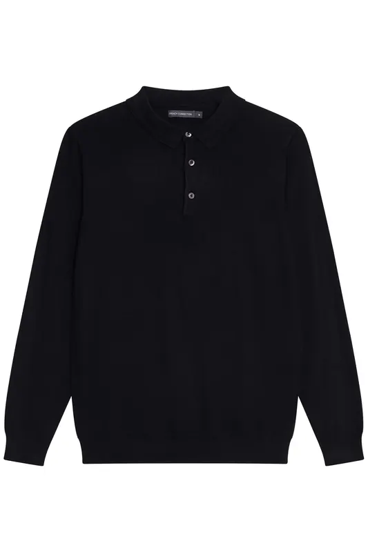 French Connection Polo L/s Luxe Black Maat: XS | Poloshirts Outlet | Heren | Zwart