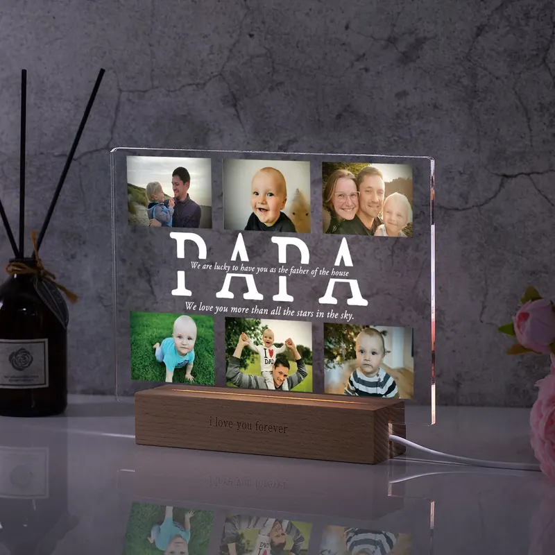 Niestandardowa lampa akrylowa Spersonalizowany tekst fotograficzny Lampka nocna do sypialni MAMA TATA KOCHAM Przyjaciel Dzień rodzinny Ślub Urodziny Prezent świąteczny