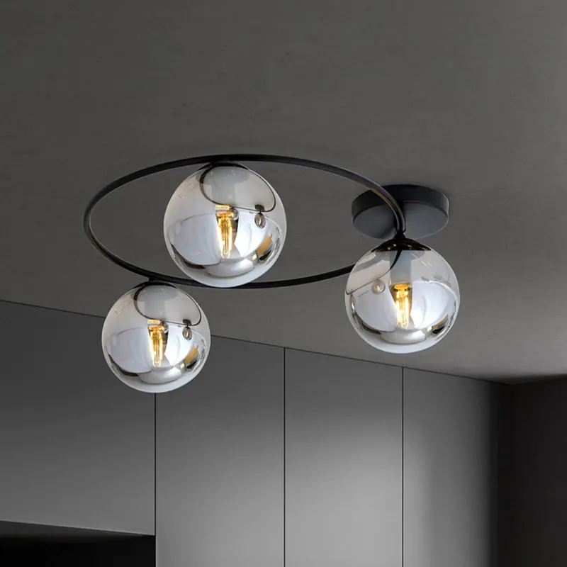 Lampa sufitowa Ascella, 3-punktowa, czarna/grafitowa