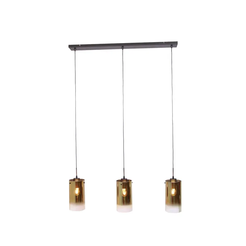 Lampa wisząca Ventotto, czarny/złoty, długość 105 cm, 3-punktowa, szkło