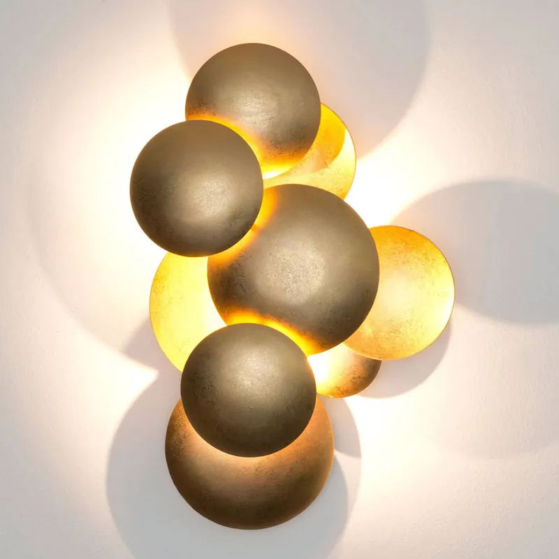 Kinkiet LED BOLLADARIA, złoty, 42 x 27 cm, metalowy, ściemniany