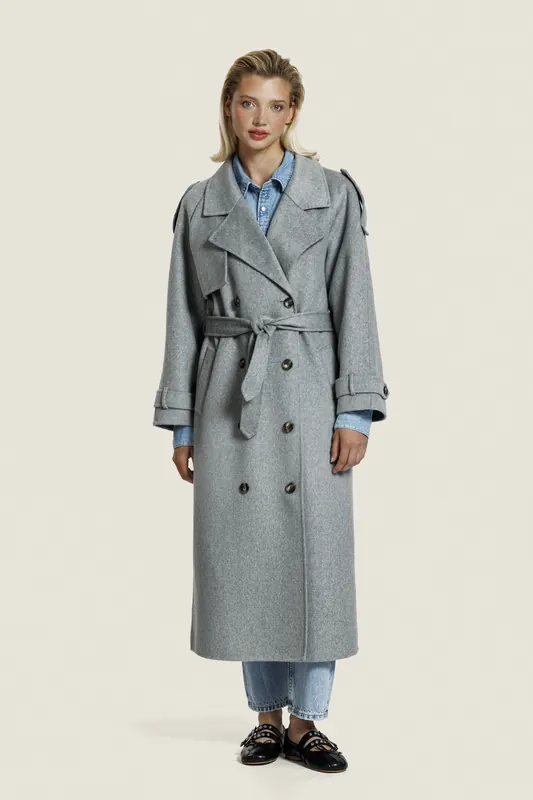 ALTER EGO Adelinewool Jacket L. Grey Melange Maat: S | Trenchcoats Outlet | Dames | Grijs