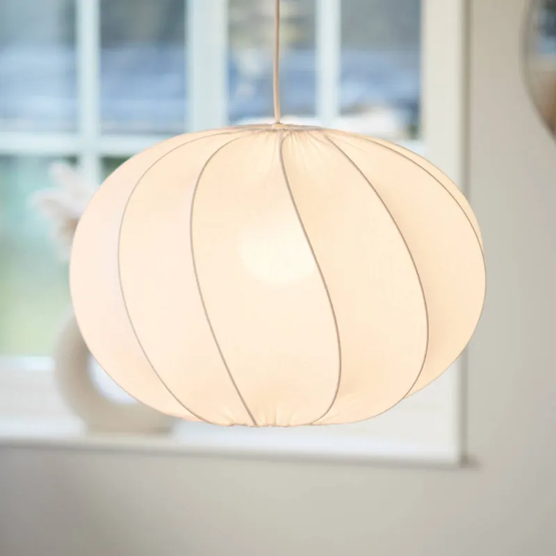 Lampa wisząca PR Home Olivia, klosz tekstylny, biały, Ø 50 cm