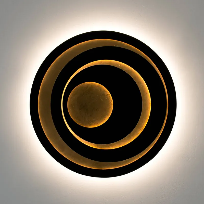 Kinkiet LED SOLVANE, czarny/złoty, Ø 80 cm, metal, ściemniany