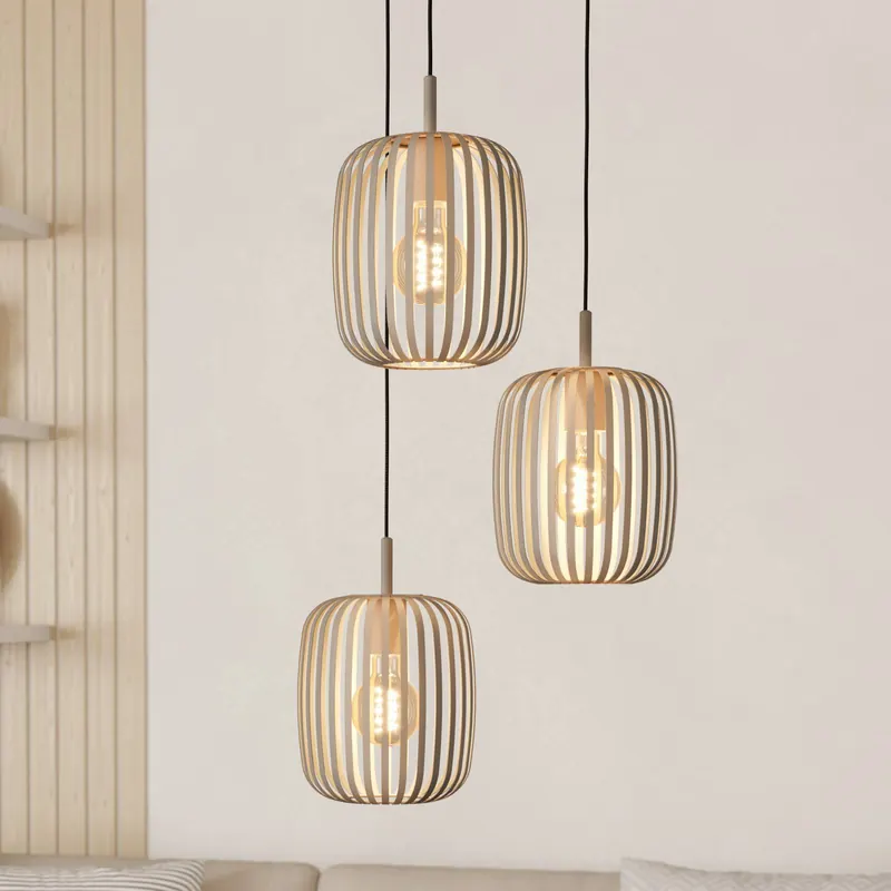 Lampa wisząca Romazzina, Ø 46 cm, kolor piaskowy, 3-punktowa, stal