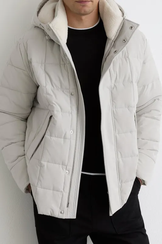 Reiss Ls Borg Lined Quilted Puffer Jacket Stone Maat: XS | Winterjassen Outlet | Heren | Wit