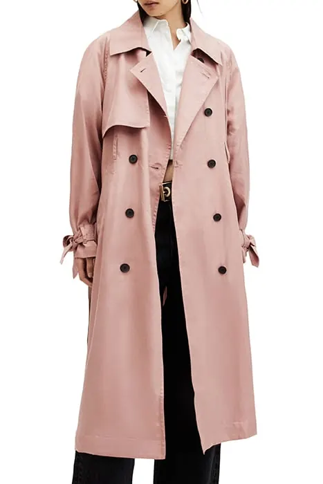 AllSaints Kikki Trench Rich Tan Pink Maat: L | Trenchcoats Outlet | Dames | Roze