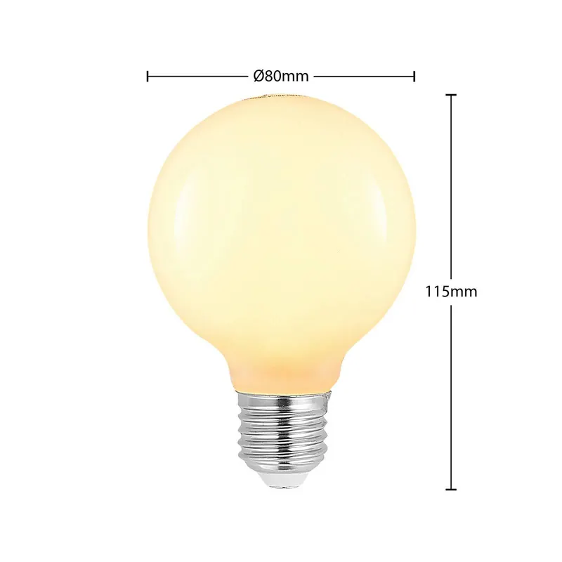 Żarówka LED E27 8W G80 2700K ściemniana, opalowa, zestaw 3 szt