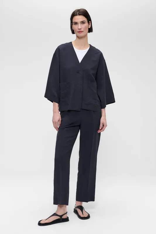 ZENGGI Fine Linen Visc Shirt Jacket Slate Maat: XS | Blazers Outlet | Dames | Blauw