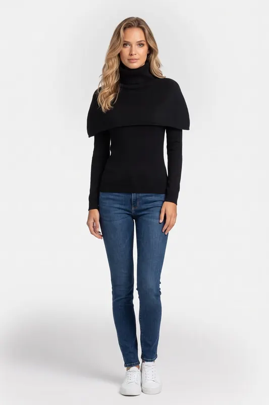 ARKET Cassia Cashmere Poncho Black Maat: OS | Sjaals Outlet | Dames | Zwart