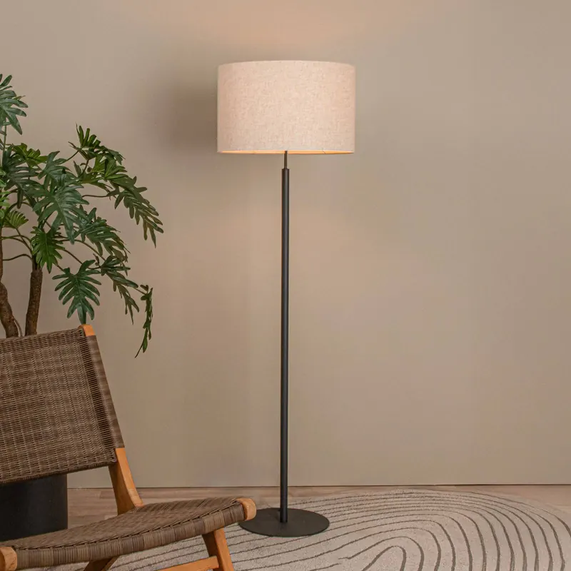 Lampa stojąca MAYA, beżowa, wysokość 150 cm, tkanina, E27