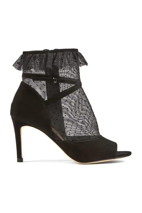 LK Bennett Juliette Mesh Dot Ruffle Black Maat: 36 | Laarzen Outlet | Dames | Zwart