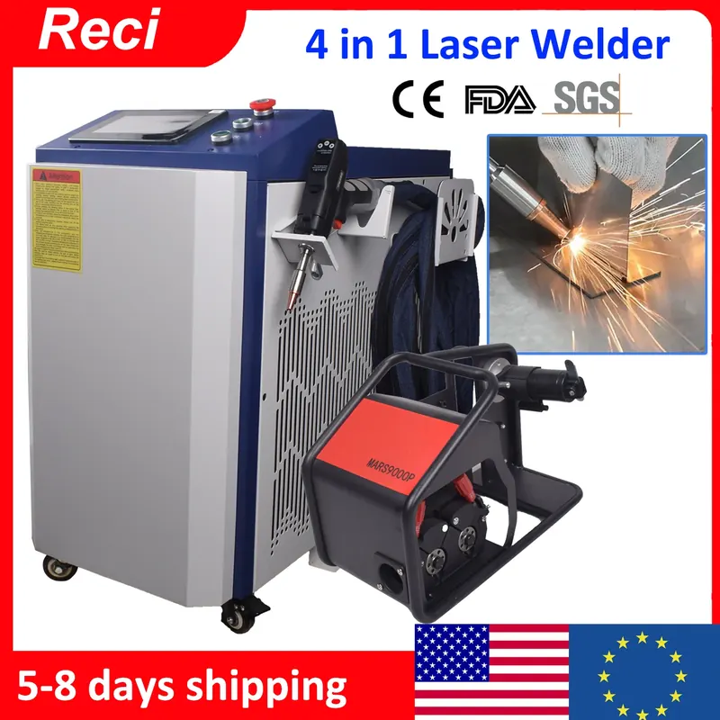 1500W 4 w 1 Laser światłowodowy Spawanie Czyszczenie Cięcie Lutowanie Ręczna spawarka laserowa RECI do czyszczenia wszystkich metalowych rdzy