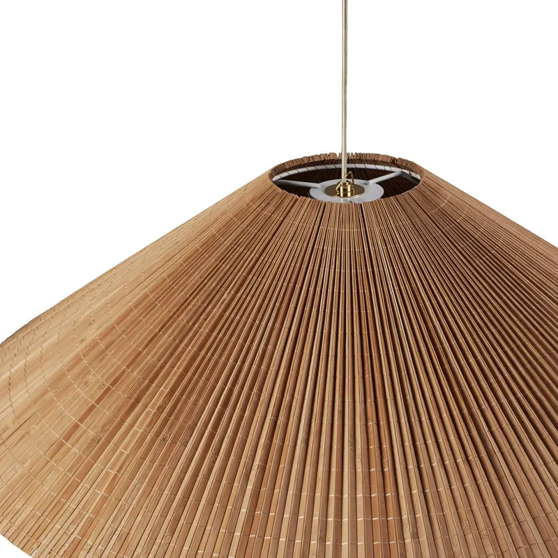 Lampa wisząca Gubi 1972, mosiądz, klosz z bambusa, Ø 93 cm