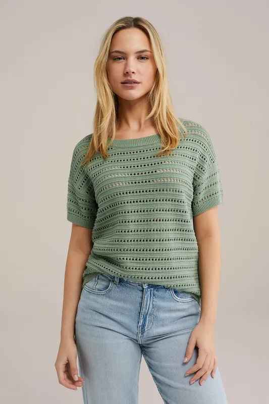 We Fashion Knitted Pullover Light Green Maat: XS | Sweaters Outlet | Dames | Groen