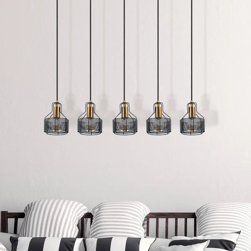 Lampa wisząca Foro, 5-punktowa, czarna/złota