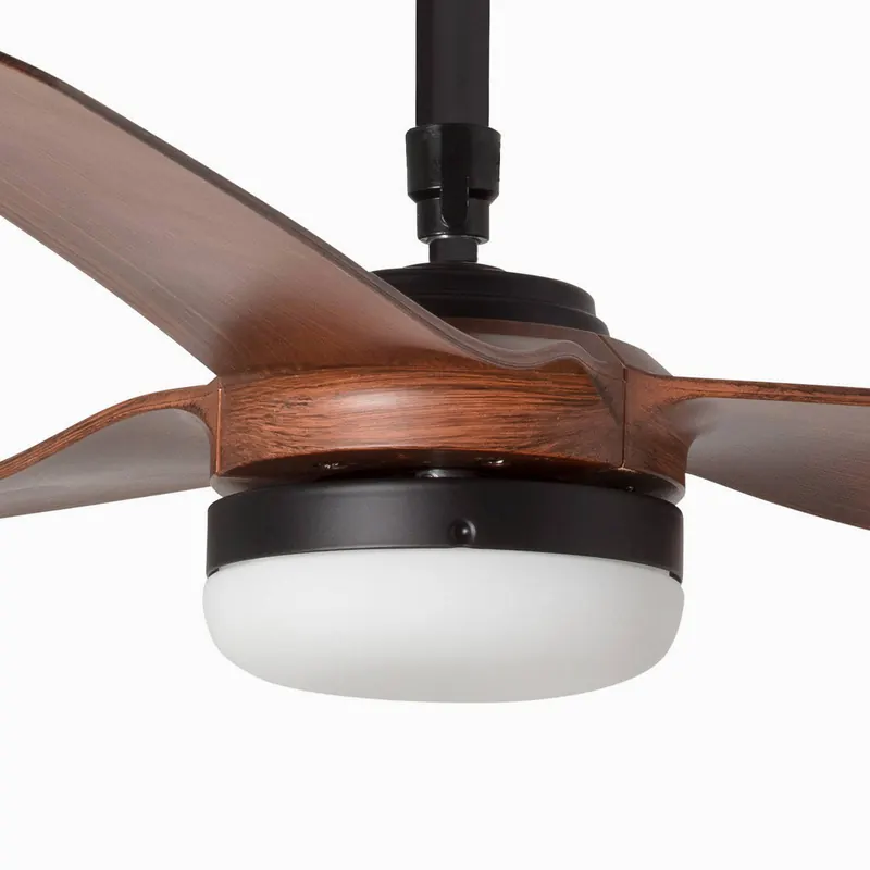Wentylator sufitowy LED Punt M, czarny/drewno, DC, cichy, 130 cm