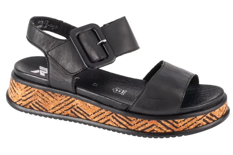 Rieker Sandals W0800-00, Damskie, Czarne, sandały, skóra licowa, rozmiar: 37