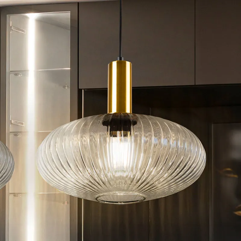 Lampa wisząca Norma, Ø 30 cm, czarny/przezroczysty, szkło, E27