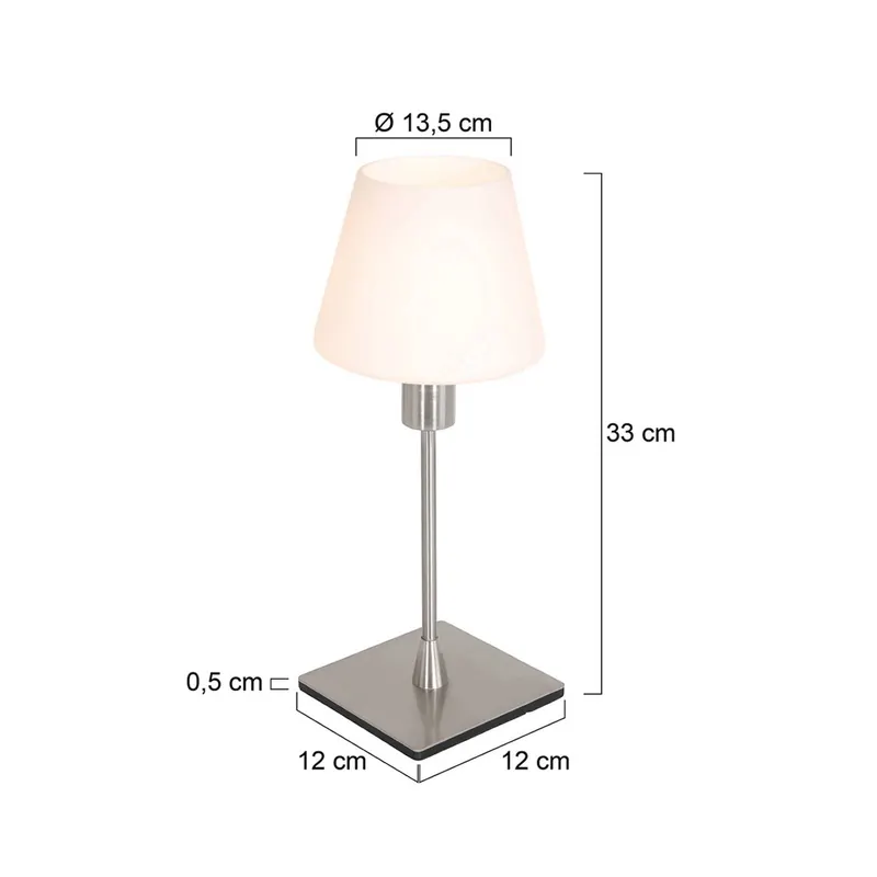 Lampa stołowa Ancilla, stal, wysokość 33 cm, metal, szkło, E14