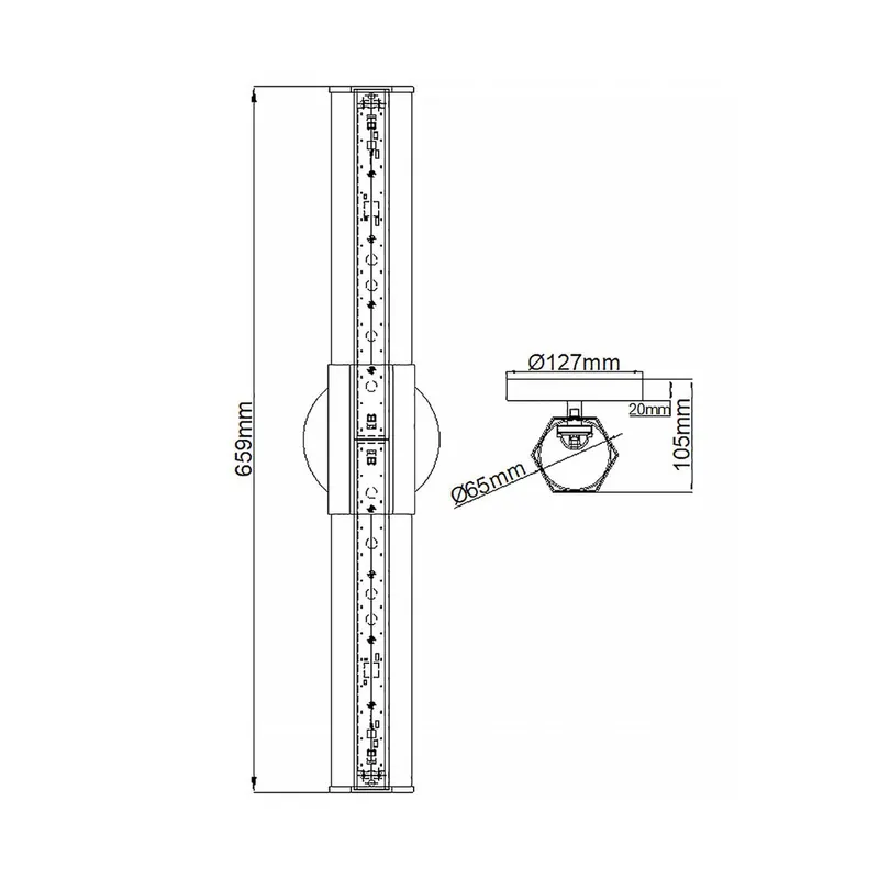 Facet Dual LED kinkiet do łazienki, czarny, 2-punktowy, szerokość 66 cm