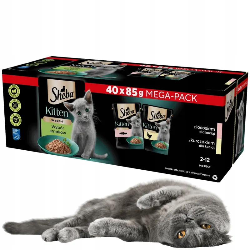 Sheba Kitten MIX Smaków Mokra Karma Dla Kociąt W Sosie 40X85 G