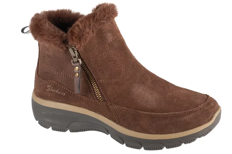Skechers Easy Going - Cool Zip! 167862-CHOCC, Damskie, Brązowe, buty zimowe, skóra zamszowa, rozmiar: 40