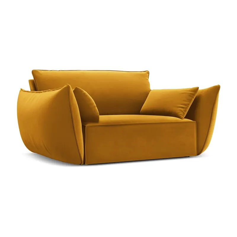 Musztardowy aksamitny fotel Vanda – Mazzini Sofas