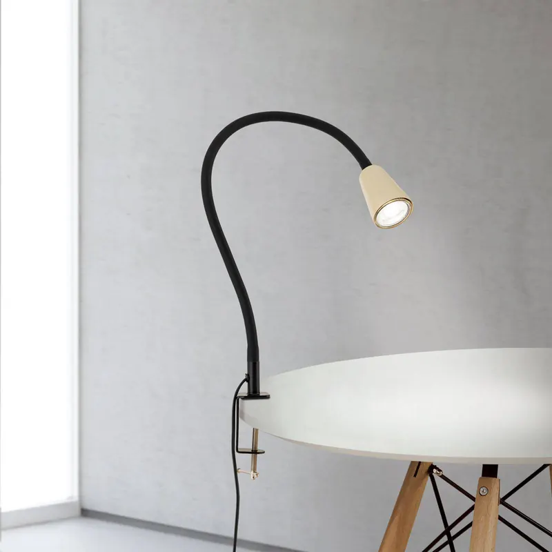 Lampa stołowa Dotty, khaki, wysokość 65 cm, zacisk, GU10