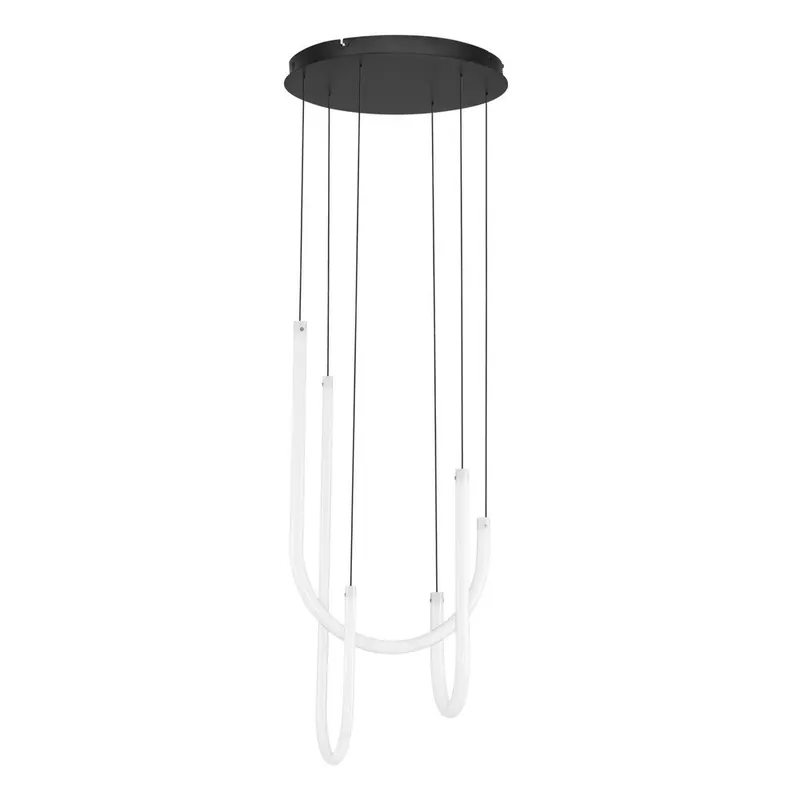 Biała/w kolorze matowej czerni stalowa lampa wisząca LED ze ściemniaczem z kloszem ze szkła akrylowego ø 41 cm Topaz – Nova Luce