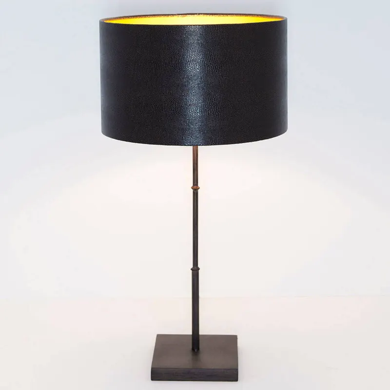 Lampa stołowa bambus, brązowo-czarna złota