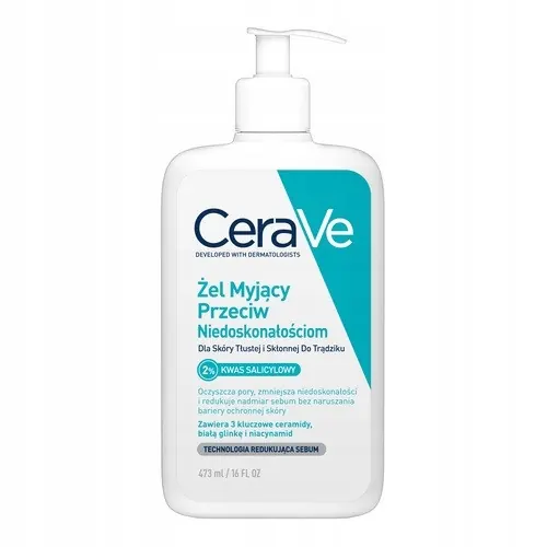 CeraVe żel myjący 473 ml kwas salicylowy niacynamid skóra tłusta trądzikowa