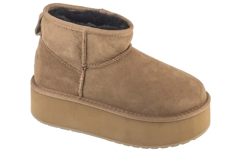 EMU Australia Stinger Micro Flatform W13082-CORI, Damskie, Zielone, buty zimowe, skóra zamszowa, rozmiar: 36