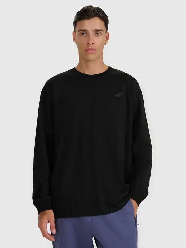 4F koszulka z długim rękawem męska longsleeve 4FWAW25TLONM481 czarna (XXL)