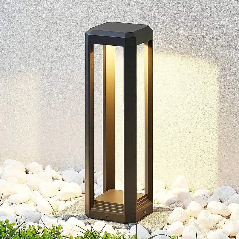Lucande lampa cokołowa LED Fery, antracyt, metal, 50cm, IP65