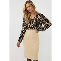 EsQualo Blouse V-neck Harmony Print Maat: 46 | Blouses Outlet | Dames | Zwart