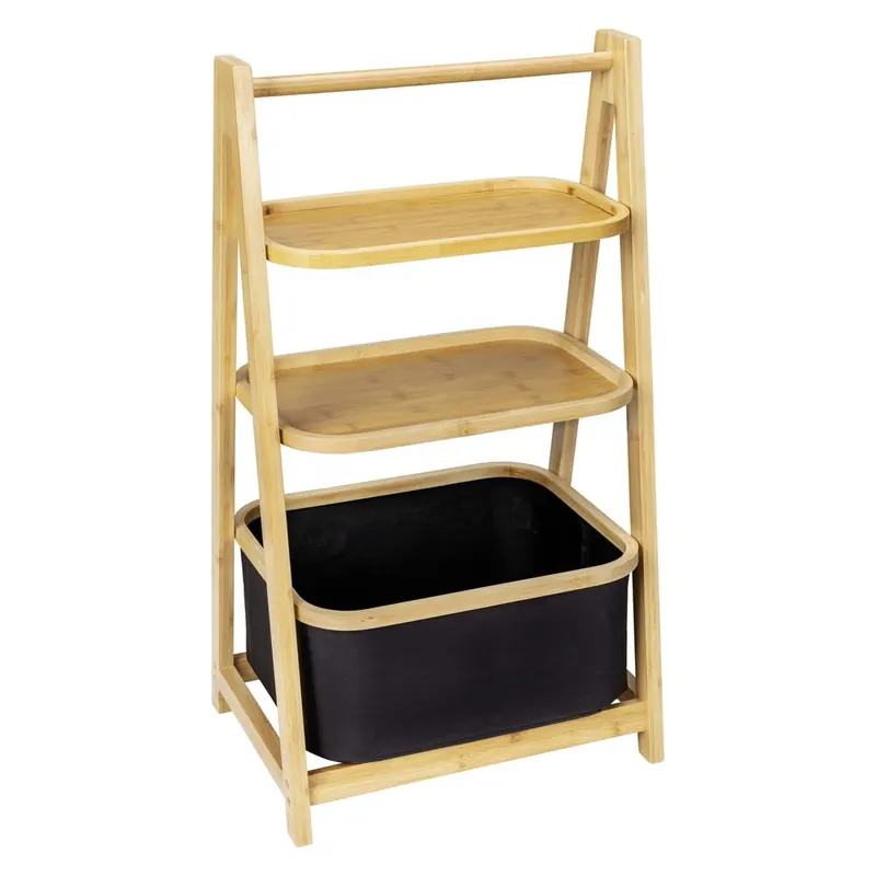 Czarno-naturalny bambusowy regał łazienkowy 44x80 cm Ecori – Wenko