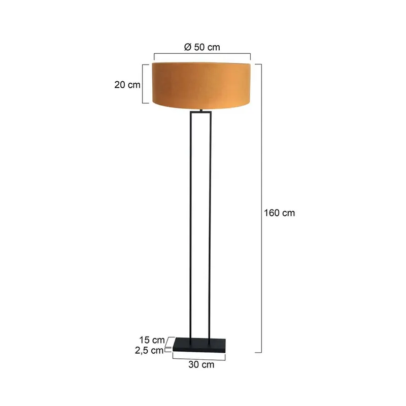 Lampa podłogowa Stang, czarna/złoty welur, wysokość 160 cm, E27