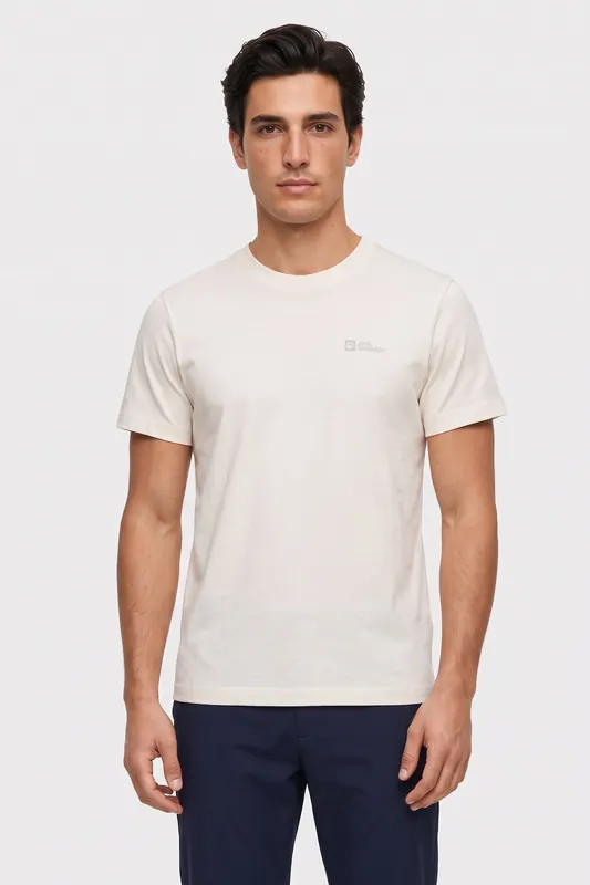 Jack Wolfskin Essential T-shirt Cotton White Maat: S | Basic T-Shirts Outlet | Heren | Wit