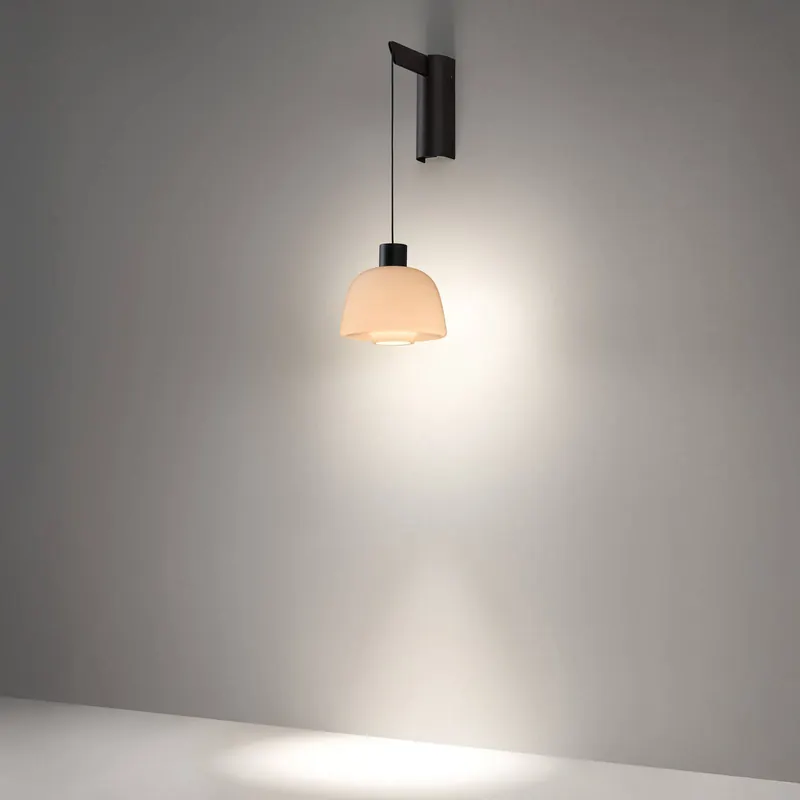 Kinkiet LED Bover Drep A/01, opalowo-cielisty, szkło, 2700 K