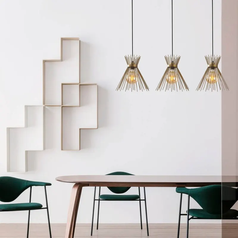 Lampa wisząca Kirpi 3089 3-fg. liniowa Ø34cm złota