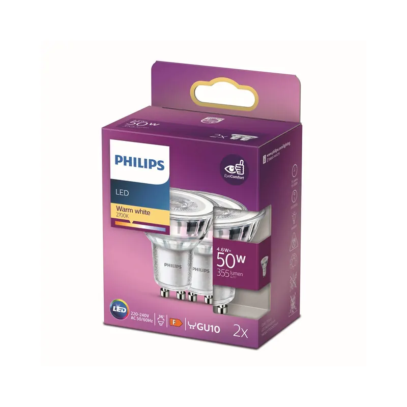 Philips reflektor LED GU10 4,6W 2.700K 36° 2szt.