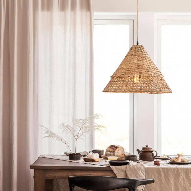 PR Home Pune lampa wisząca z rattanowym kloszem