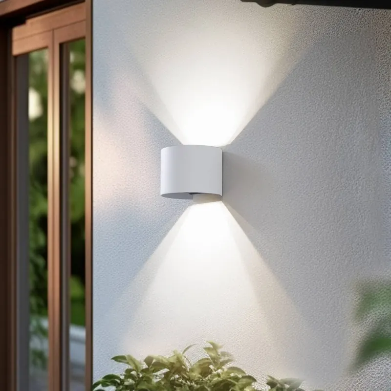 Lindby Smart – kinkiet zewnętrzny LED Dara, biały, okrągły, CCT RGB, Tuya