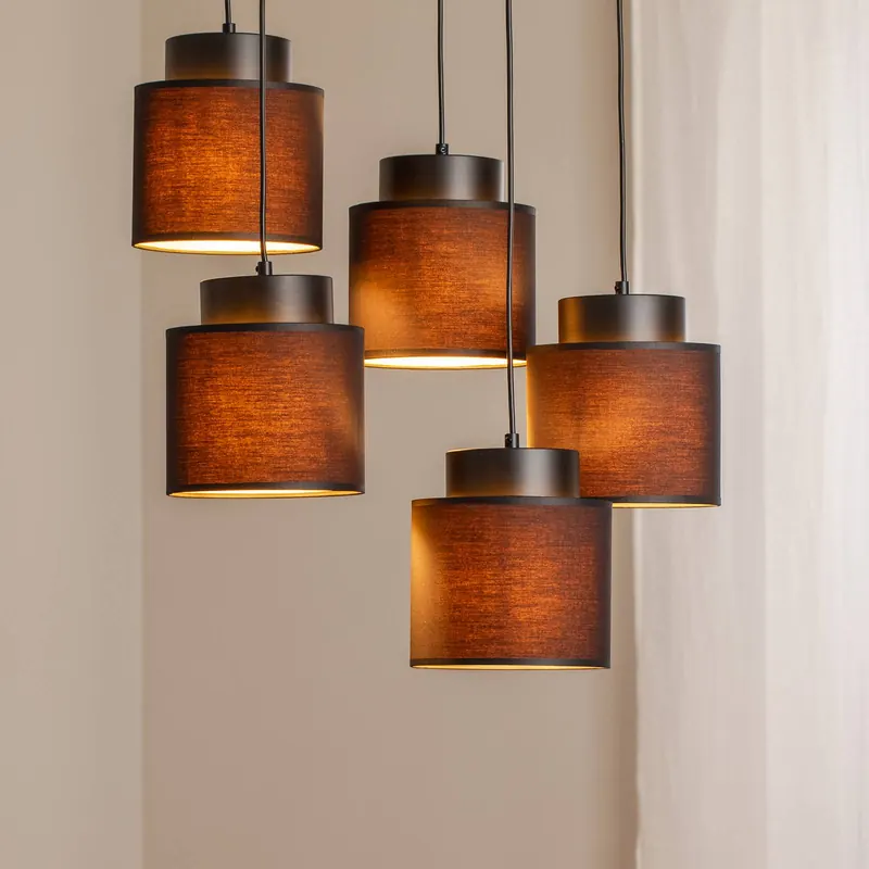 Lampa wisząca Soho cylindryczna okrągła 5-punktowa czarna/złota