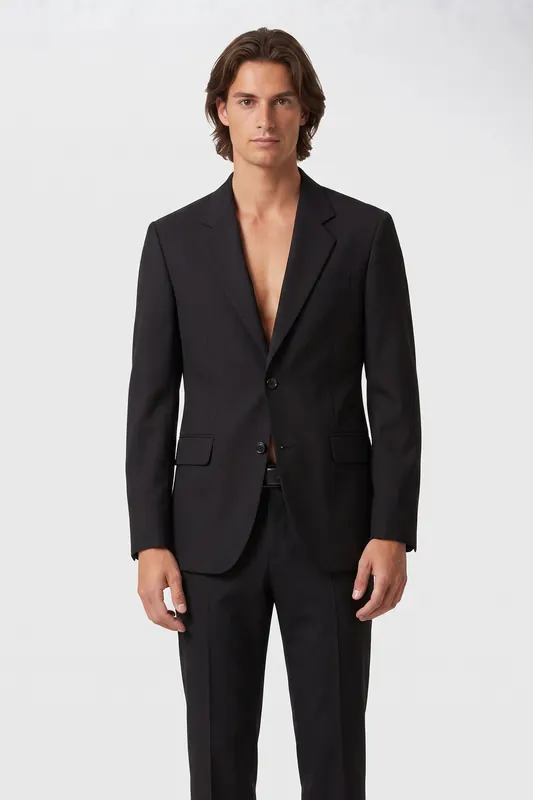 ARKET Dennis Hopsack Suit Blazer Black Maat: 44 SHORT | Blazers Outlet | Heren | Zwart